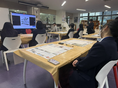 台湾寿山高校書道授業